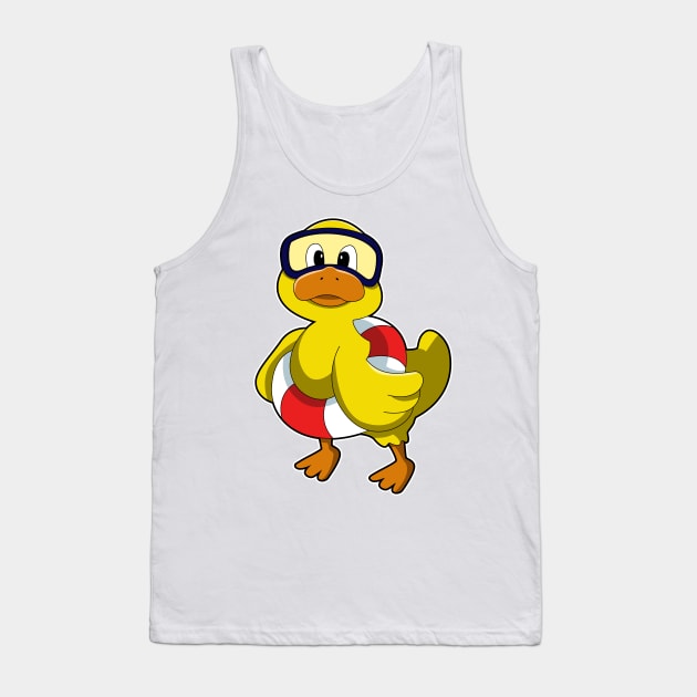 Duck at Swimming with Swim ring & Diving goggles Tank Top by Markus Schnabel